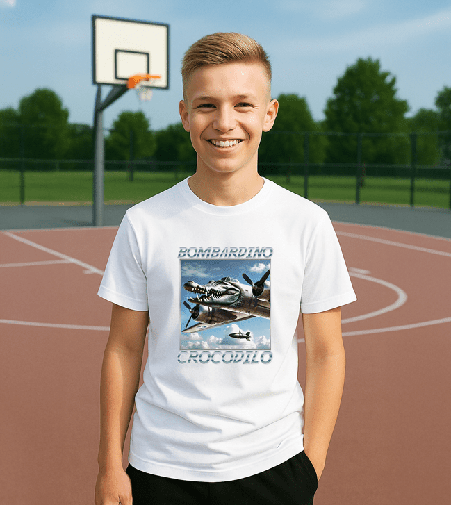 Bombardino Crocodilo tričko biele - Italian Brainrot - 5XS (116)