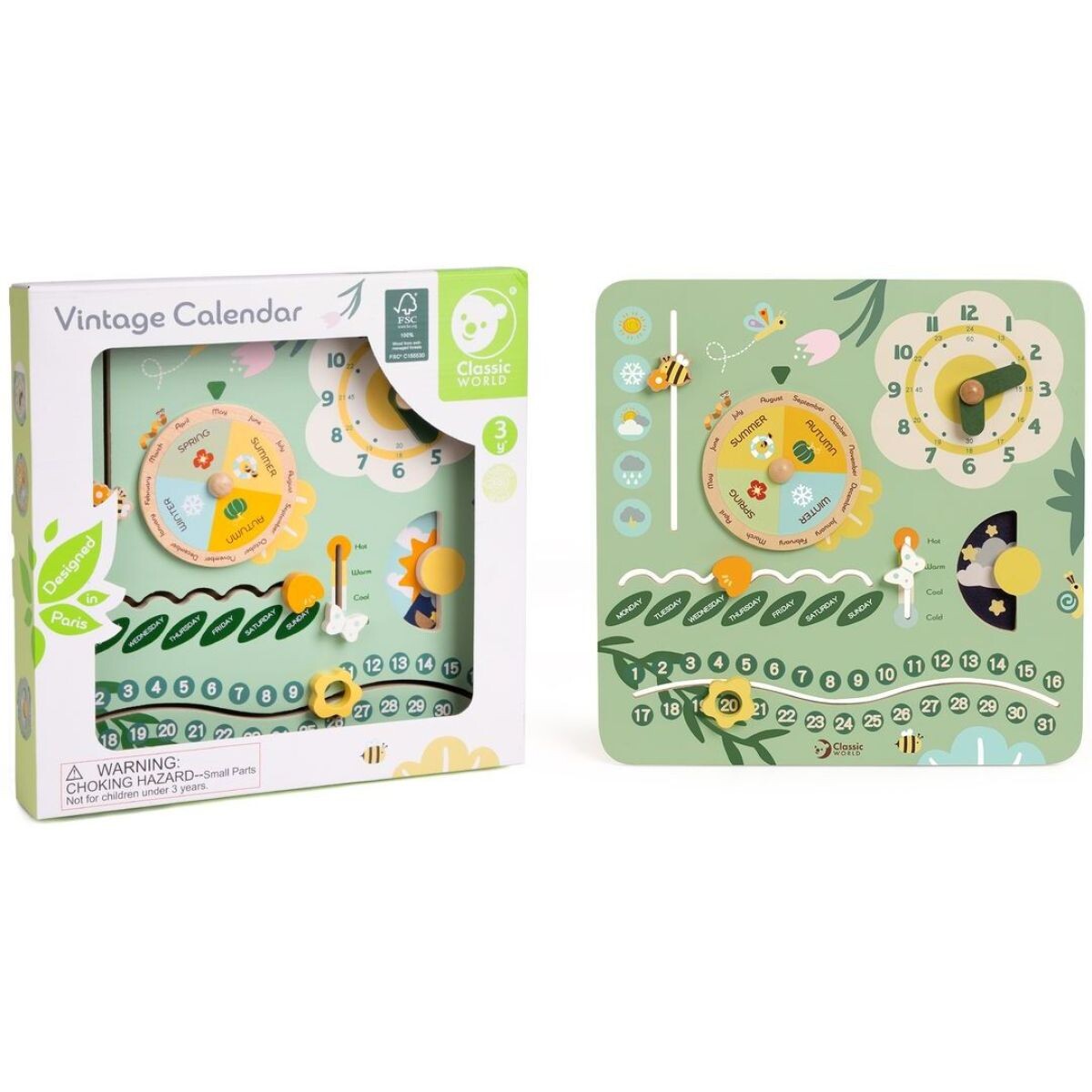 Teddies Drevený kalendár v anglickom jazyku v krabici 31x31x5cm