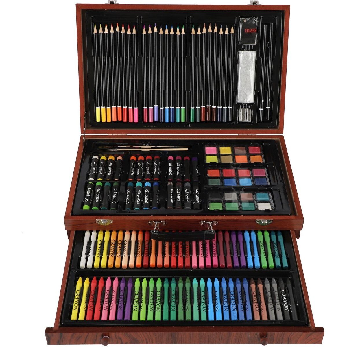 Teddies Sada na maľovanie - Art box kreatívna sada 143 ks v drevenom kufríku 38x25x8 cm