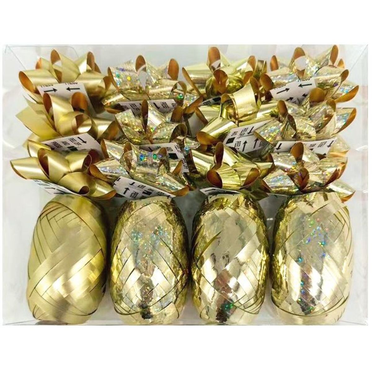 Anděl Přerov Súprava na balenie darčekov zlatá, rozeta 5 x 2 x 5 cm 12 ks, stuha 0,5 cm x 10 m 4 ks