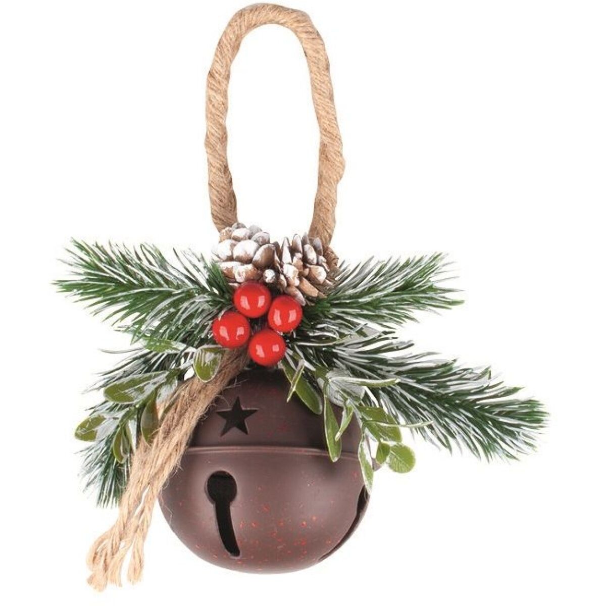 Anděl Přerov Rolnička kovová s dekorom na zavesenie 15 x 20 x 8 cm