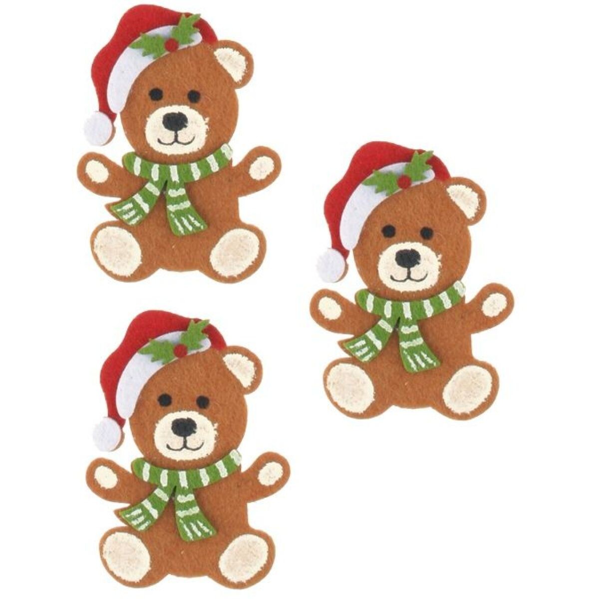 Anděl Přerov Medvedíky z filcu na štipcovi 5,5 x 7,5 x 0,3 cm, 3 ks v sáčku