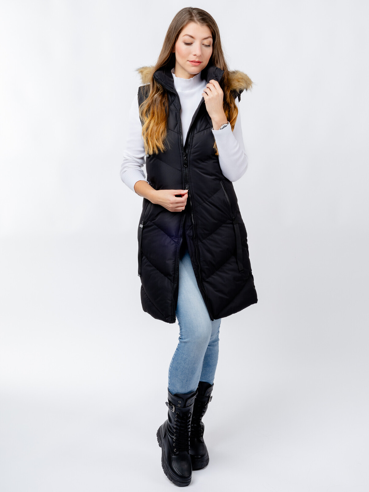 Dámska prešívaná vesta GLANO - čierna