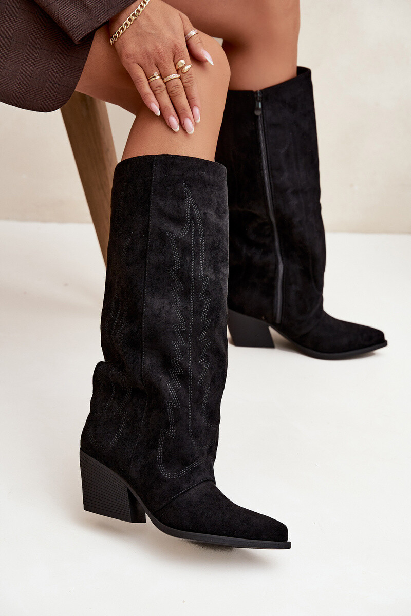 Boto Dámske kovbojky na zips Čierne Isalina