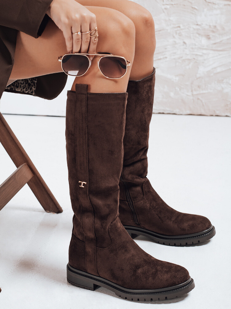 Dámske hnedé vysoké čižmy