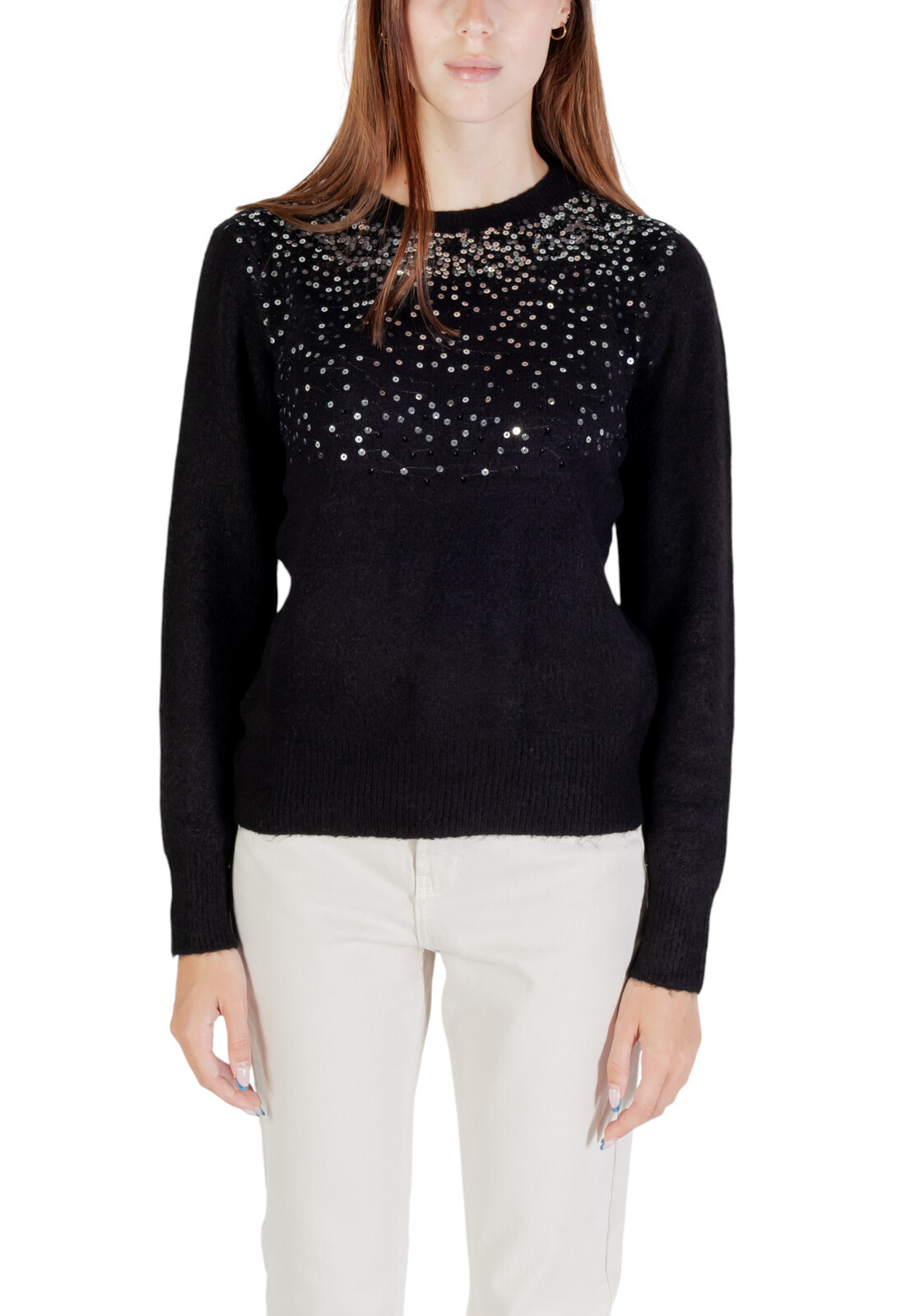 Jacqueline De Yong čierny sveter s dlhými rukávmi