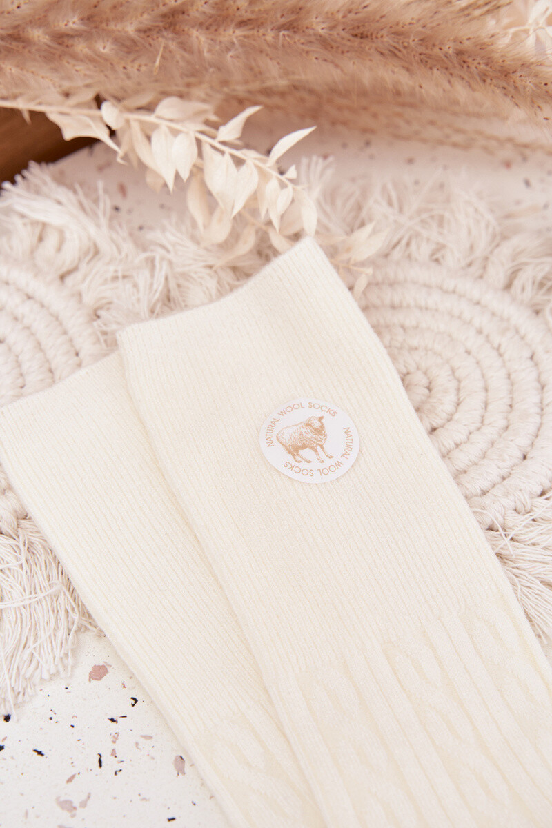 Dámske vlnené ponožky Aura.via Ecru
