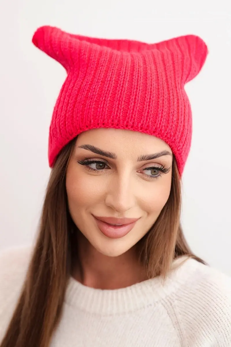 Dámska zimná čiapka s vlnou v štýle mačky