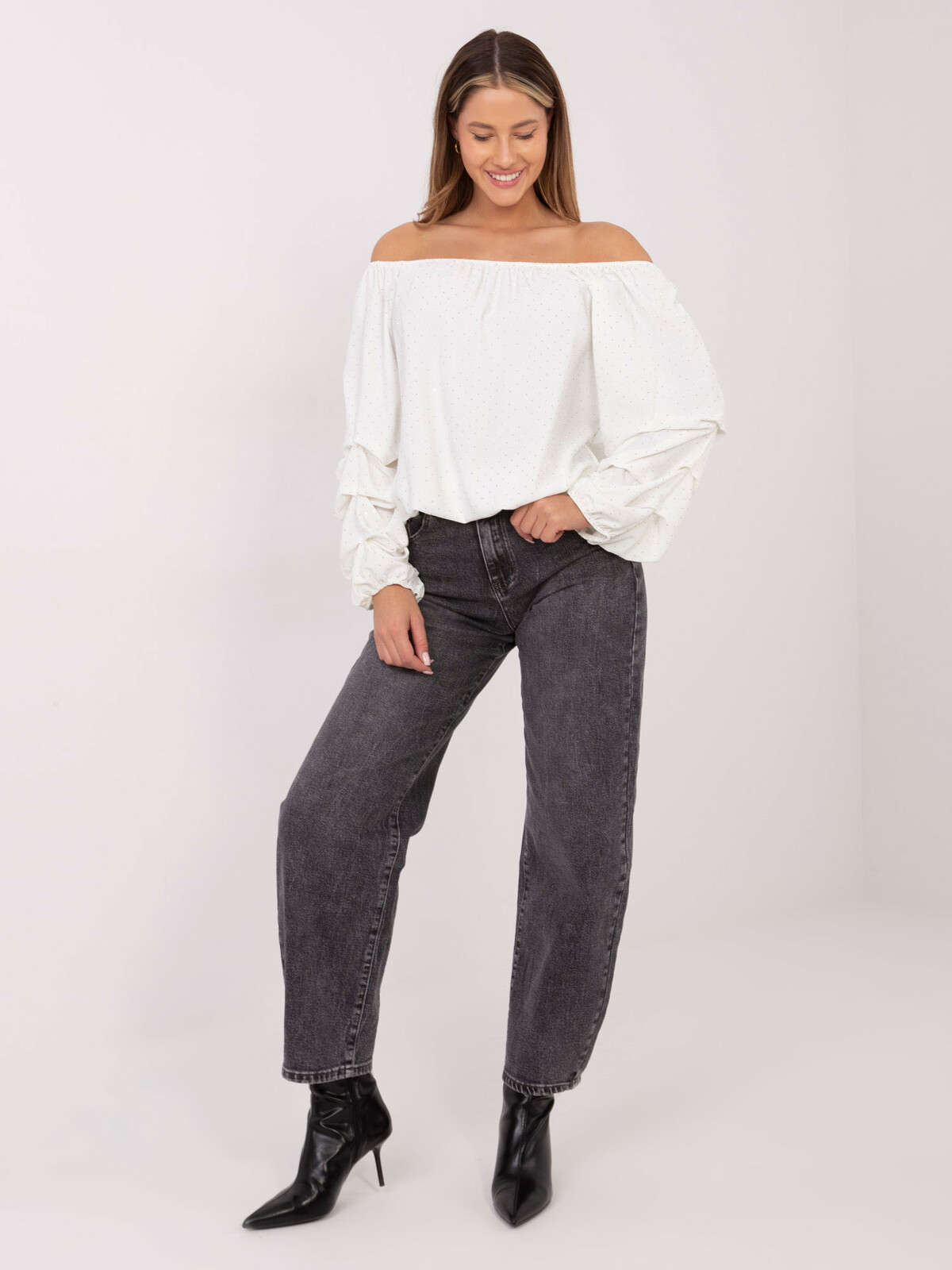 Blúzka s odhalenými ramenami ecru