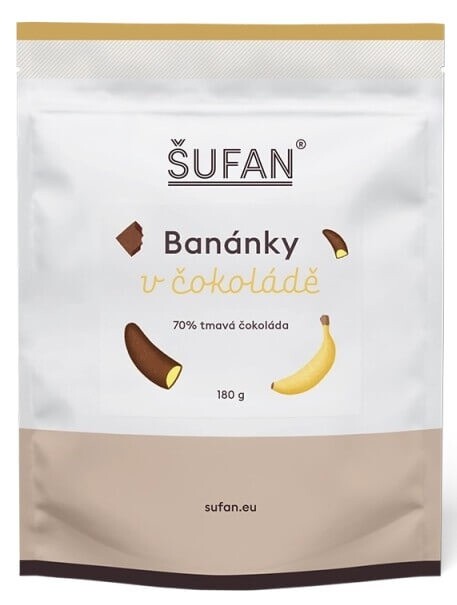 Šufan banánky v čokoládě 70% tmavá čokoláda 180 g