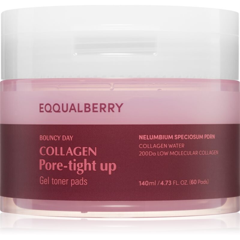 EQQUALBERRY Collagen Pore-Tight Up Gel Toner Pads tonizačné vankúšiky pre stiahnuté póry 60 ks