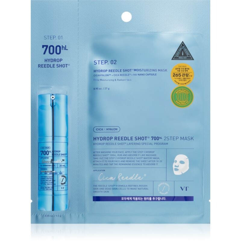 VT Cosmetics Hydrop Reedle Shot 700hL 2 Step Mask hĺbkovo hydratačná maska na dvojfázové ošetrenie pleti 28.5 g