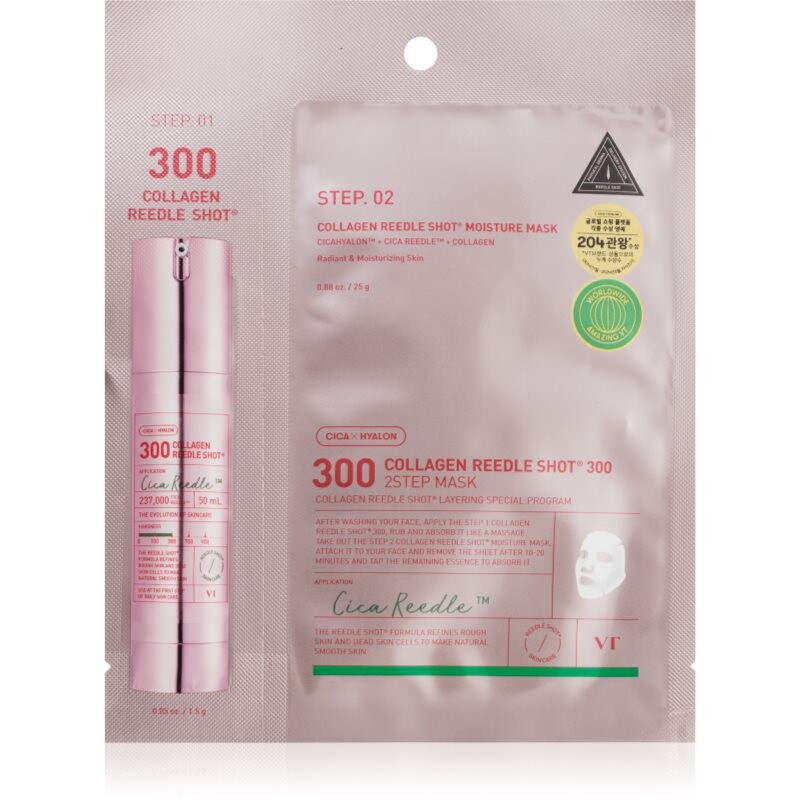 VT Cosmetics Collagen Reedle Shot 300 2 Step Mask liftingová a spevňujúca maska na dvojfázové ošetrenie pleti 26.5 g