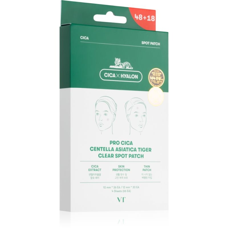 VT Cosmetics Pro Cica Centella Asiatica Tiger Clear Spot Patch náplasti na problematickú pleť 66 ks