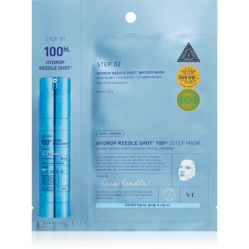 VT Cosmetics Hydrop Reedle Shot 100hL 2 Step Mask intenzívna hydratačná maska na dvojfázové ošetrenie pleti 28.5 g