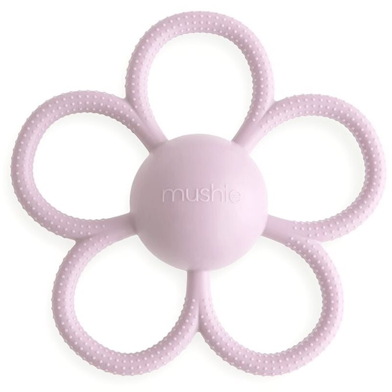 Mushie Rattle Teether Toy hryzadielko s hrkálkou Soft Lilac 1 ks