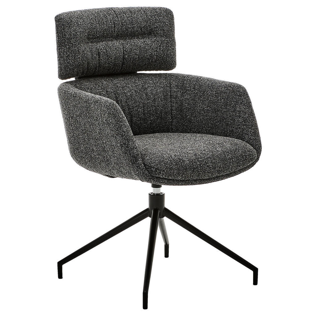 Dieter Knoll STOLIČKA S PODRÚČKAMI, železo, tkaná textília, čierna, tmavosivá