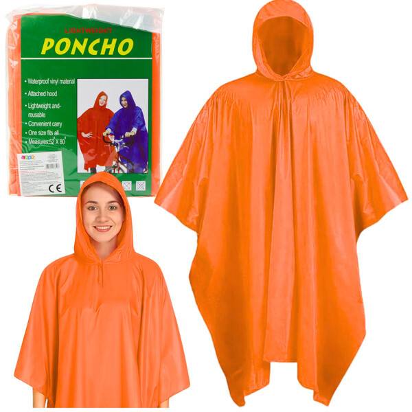 Pončo nepremokavé opakovane použiteľné Raincoat 132 x 203 cm - oranžové