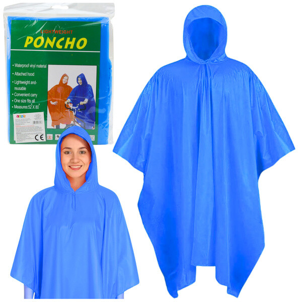 Pončo nepremokavé opakovane použiteľné Raincoat 132 x 203 cm - modré