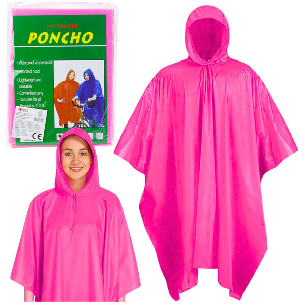Pončo nepremokavé opakovane použiteľné Raincoat 132 x 203 cm - ružové
