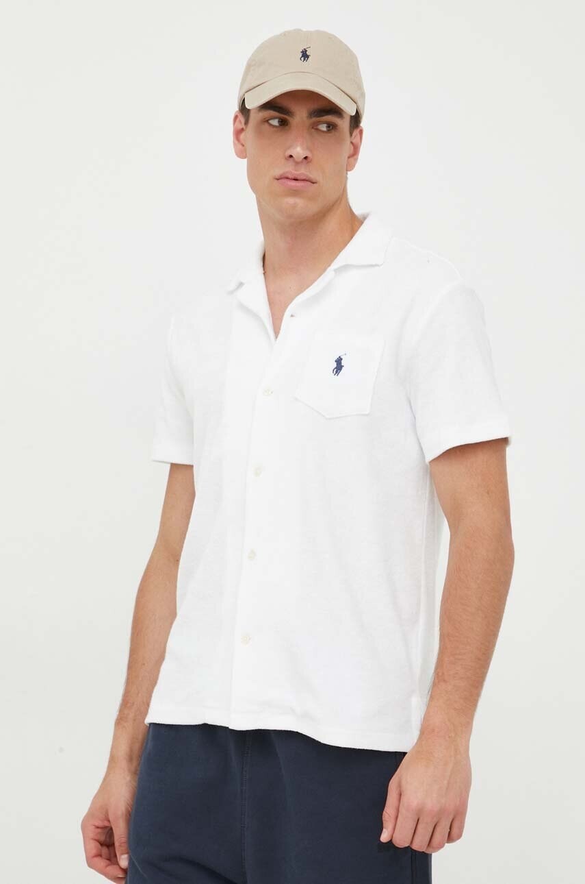 Košeľa Polo Ralph Lauren pánska, biela farba, regular, s klasickým golierom, 710899170
