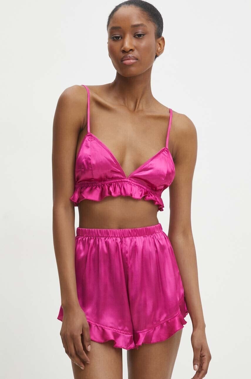 Pyžamo Answear.LAB dámske, ružová farba, saténové