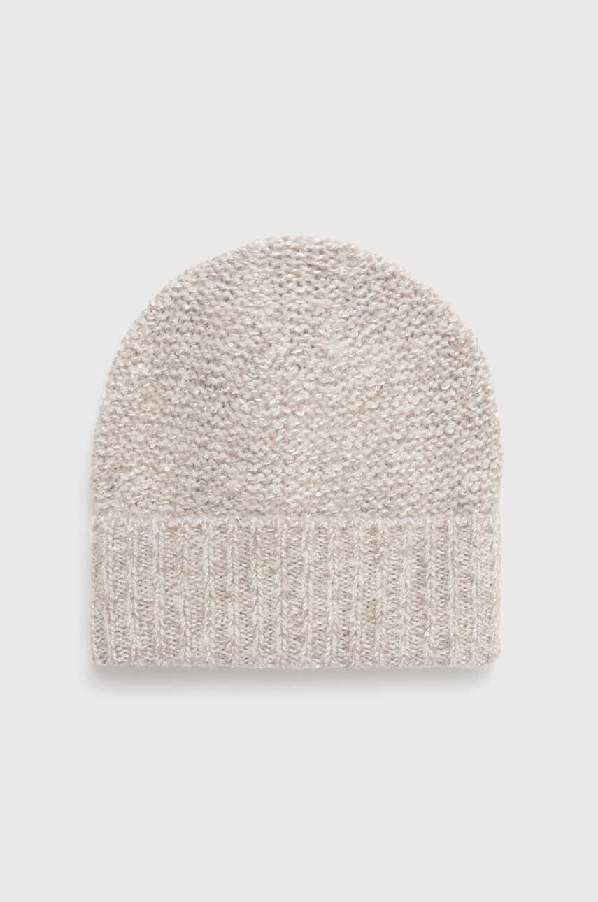 Čiapka s prímesou vlny Marella béžová farba, z hrubej pleteniny, 2423576027200