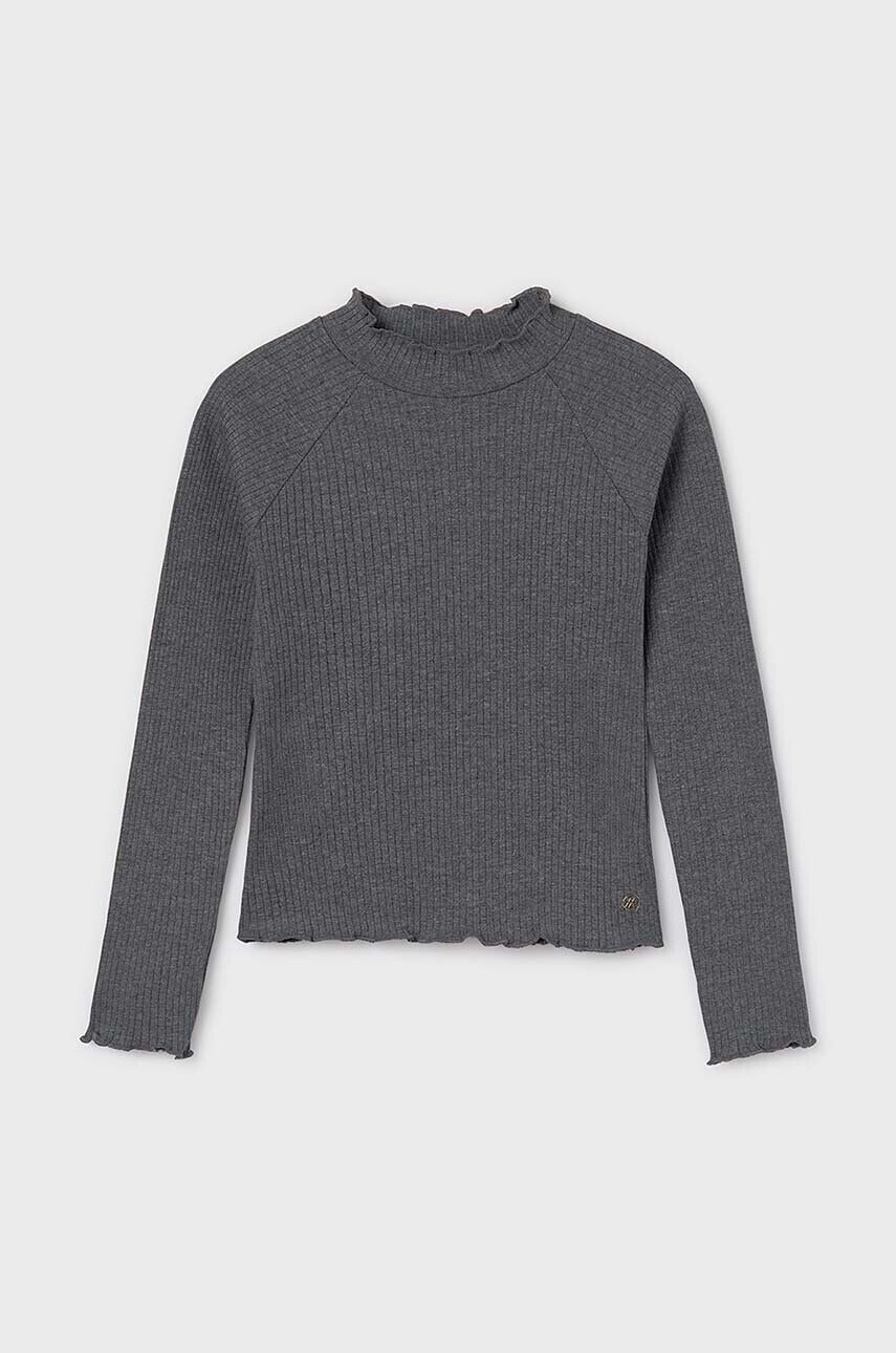 Detské tričko s dlhým rukávom Mayoral šedá farba, s polorolákom, 7002