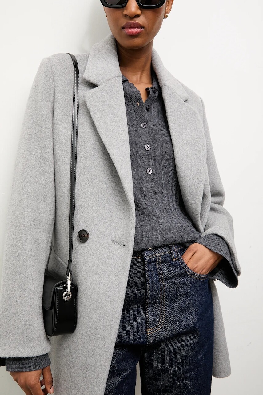 Vlnený kabát Answear Lab béžová farba, prechodná, dvojradový