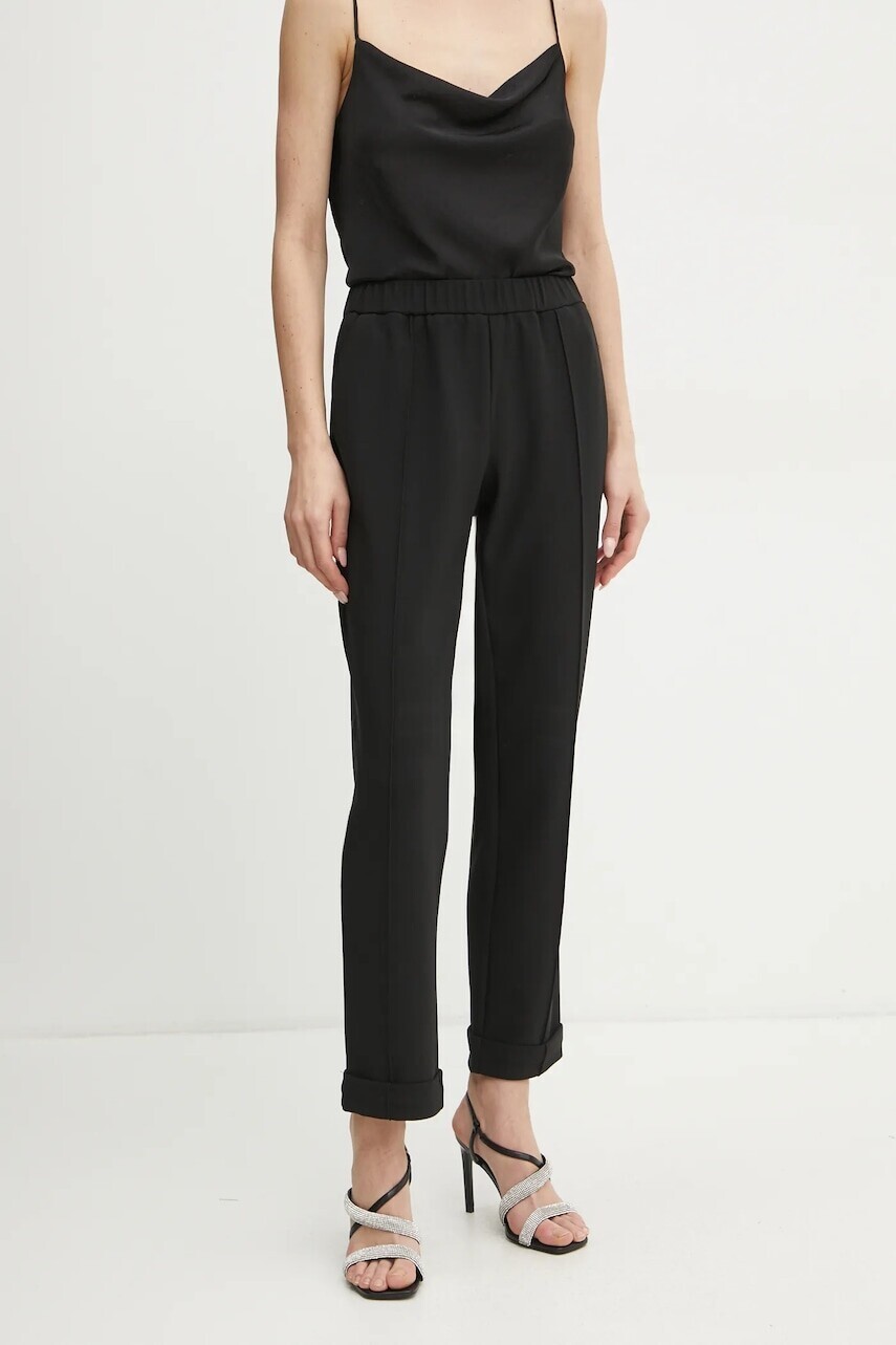 Nohavice Marciano by Guess MASHA dámske, čierna farba, rovné, vysoký pás, 5RGB21 6302A