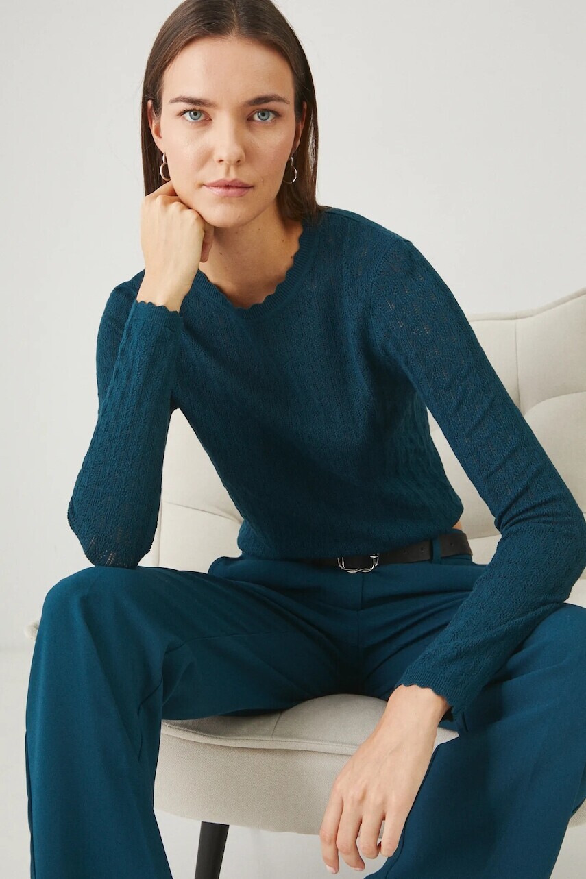 Sveter Medicine dámsky, tyrkysová farba, tenký