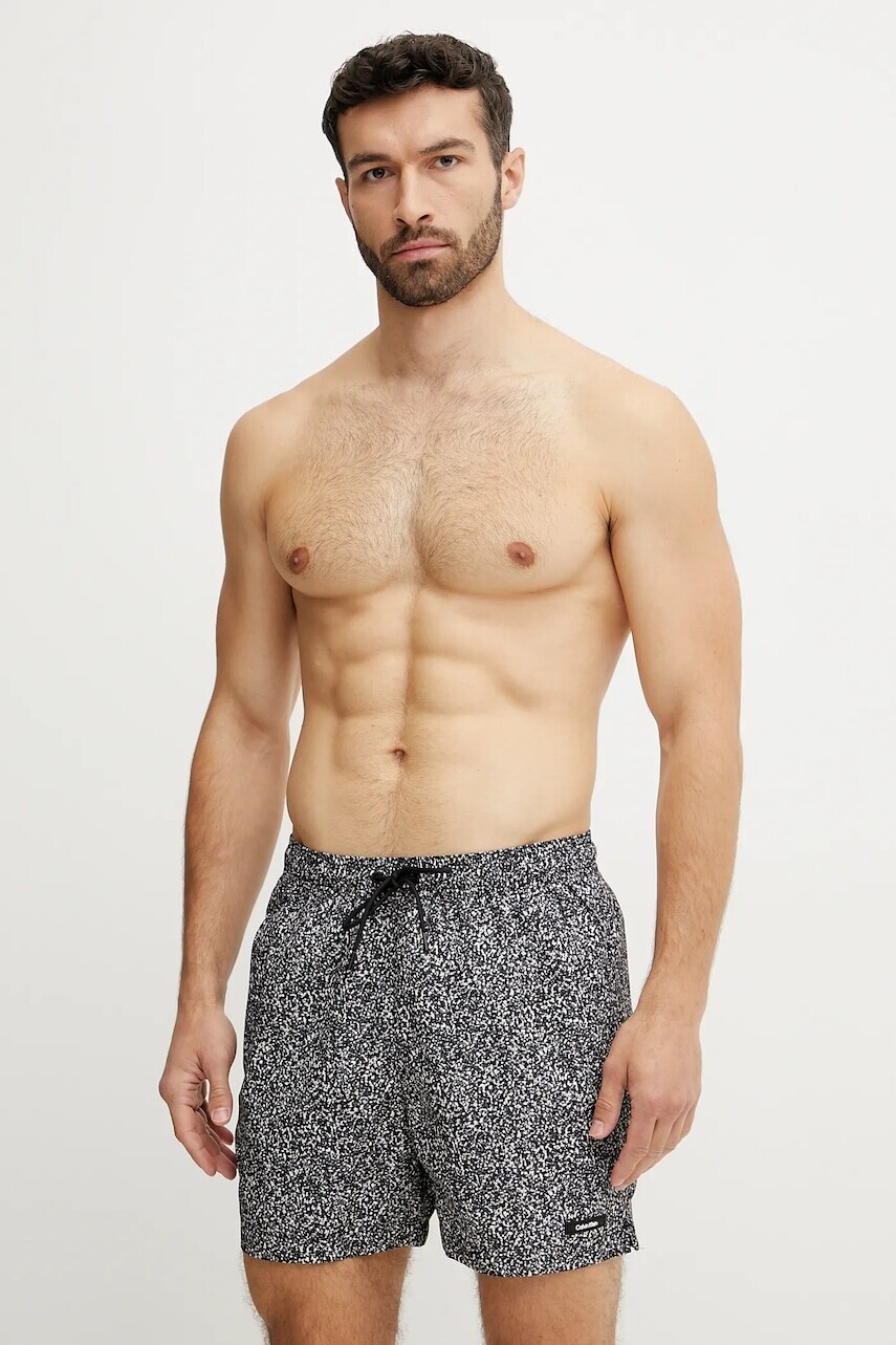 Plavkové šortky Calvin Klein čierna farba, KM0KM01120