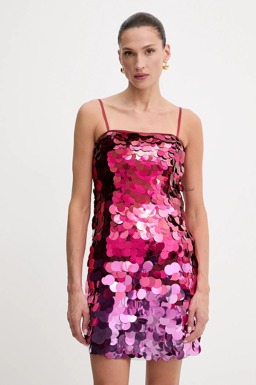 Šaty Marciano by Guess ZAYA ružová farba, mini, rovný strih, 5GGK35 6332A