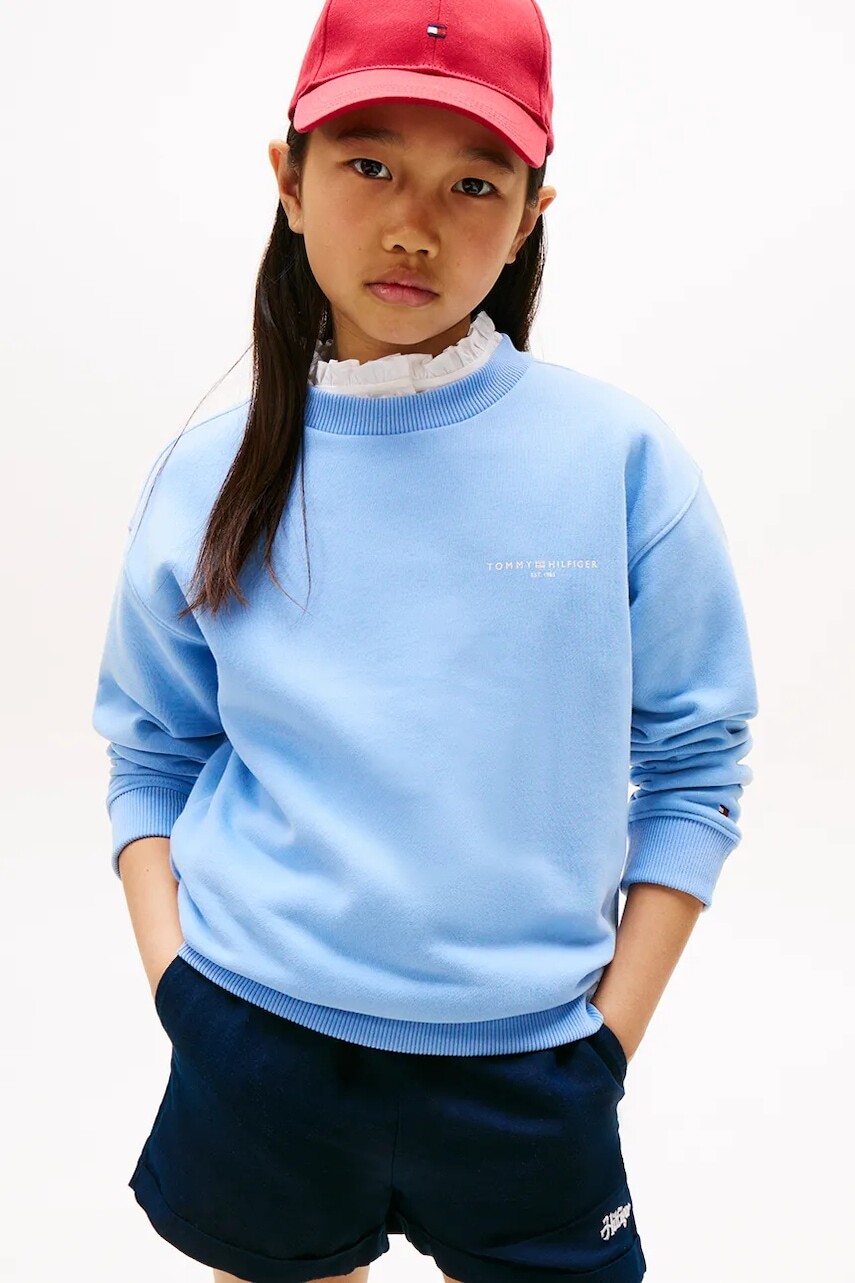 Detská bavlnená mikina Tommy Hilfiger jednofarebná, KS0KS00640