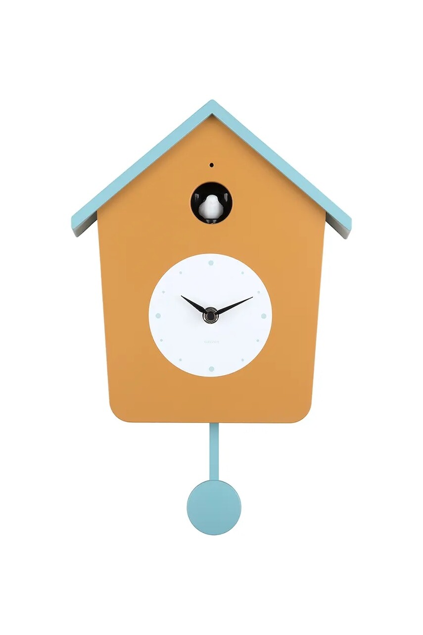 Nástenné hodiny s kukučkou Karlsson Cuckoo 26,4 x 10,5 cm oranžová farba