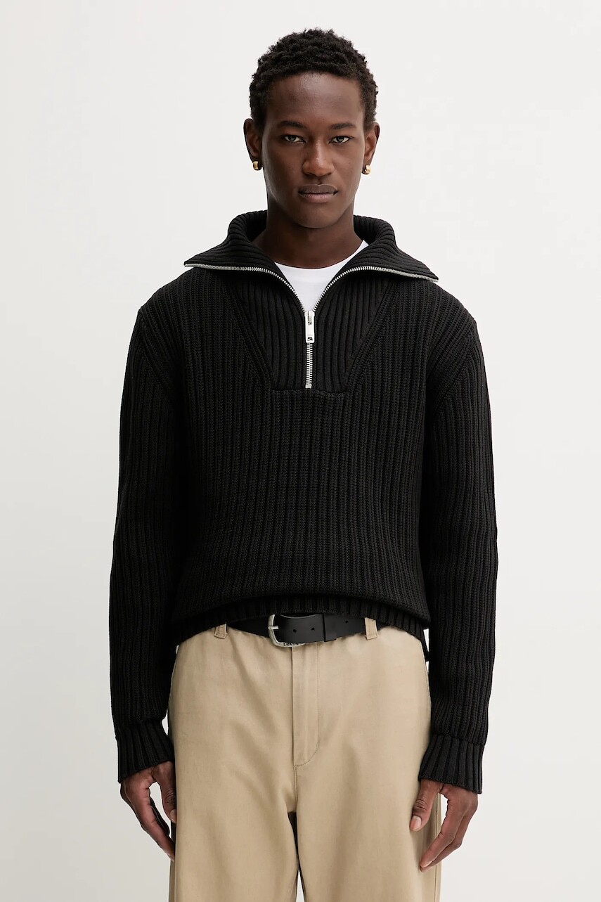 Bavlnený sveter HUGO Srigg čierna farba, 50547002