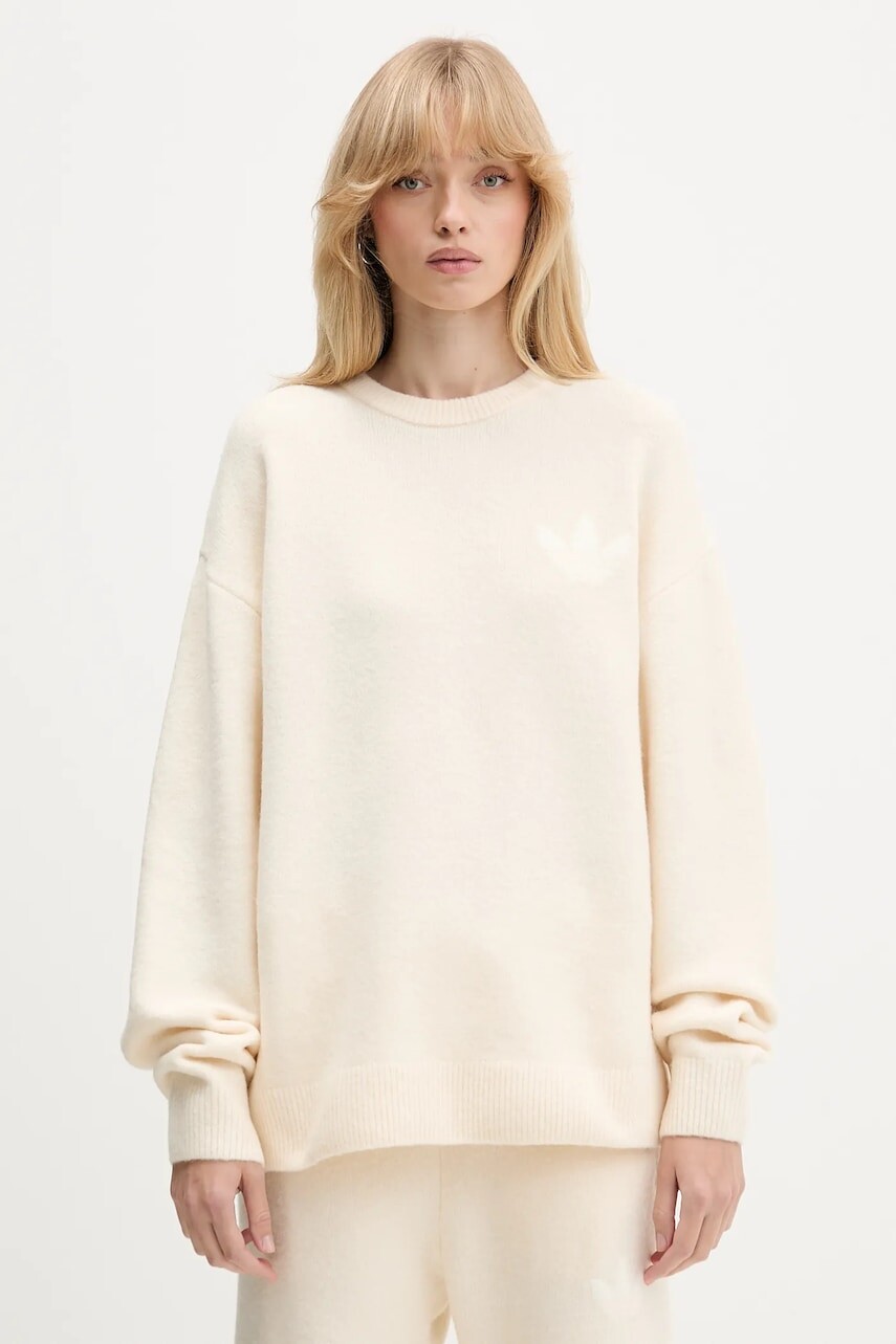 Sveter s prímesou vlny adidas Originals Knitted Sweater béžová farba, KF2339