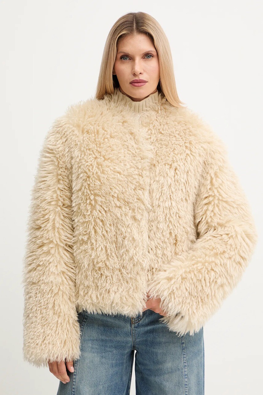 Kabát Stand Studio Charlotte béžová farba, 66585-9422