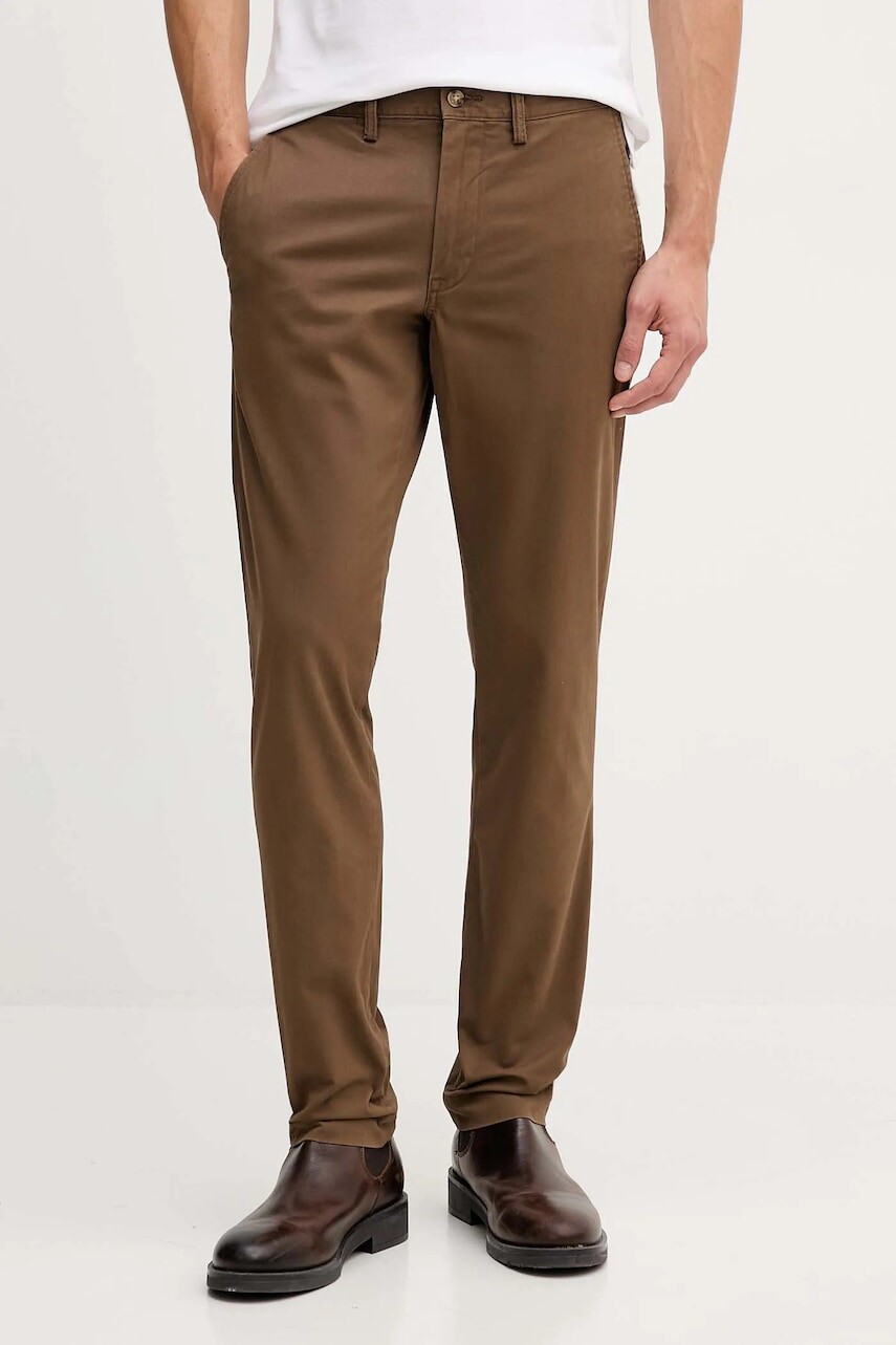 Nohavice Polo Ralph Lauren hnedá farba, priliehavé, 710704176