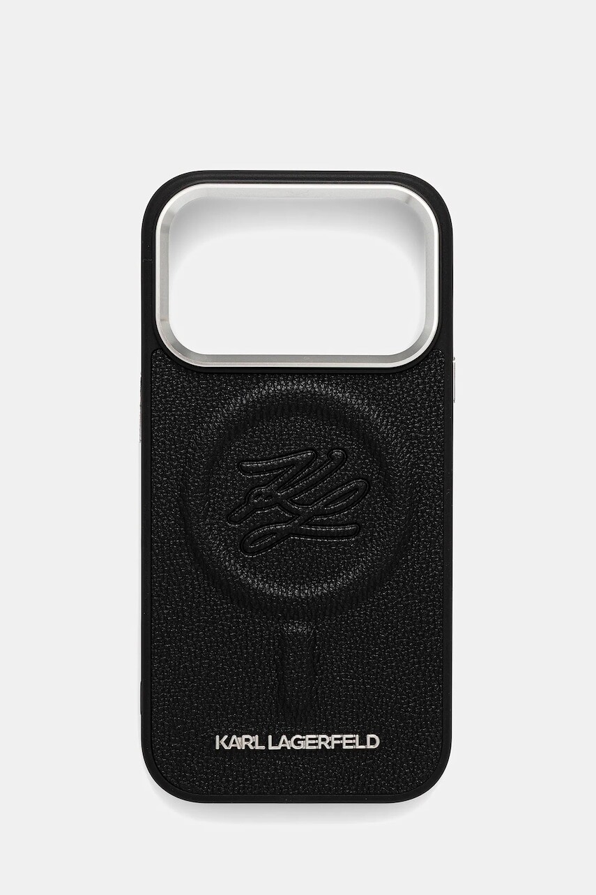 Puzdro na mobil Karl Lagerfeld iPhone 17 Pro čierna farba, KLHMP17LPGFKLRDK