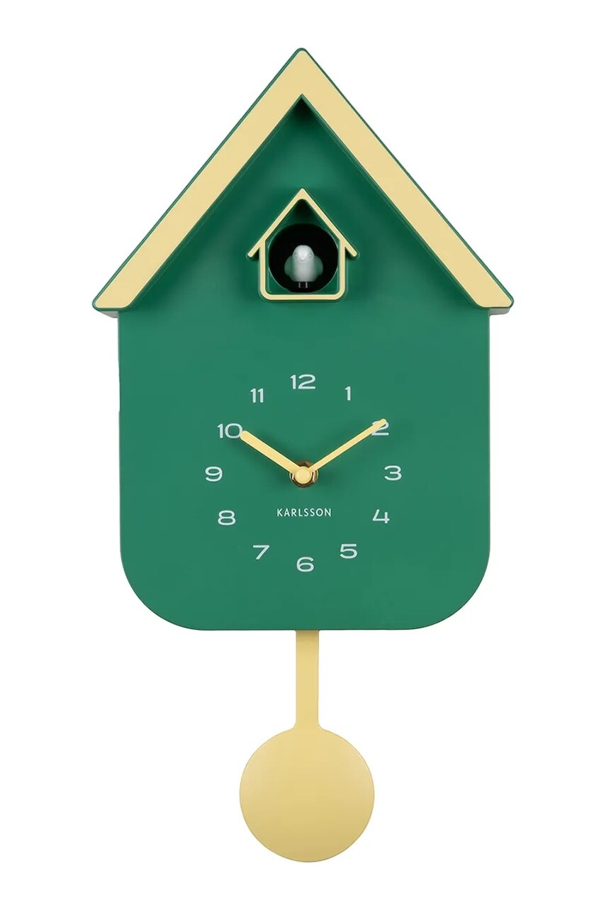 Kukučkové hodiny Karlsson Dupla 41,5 x 21,5 x 8,5 cm zelená farba