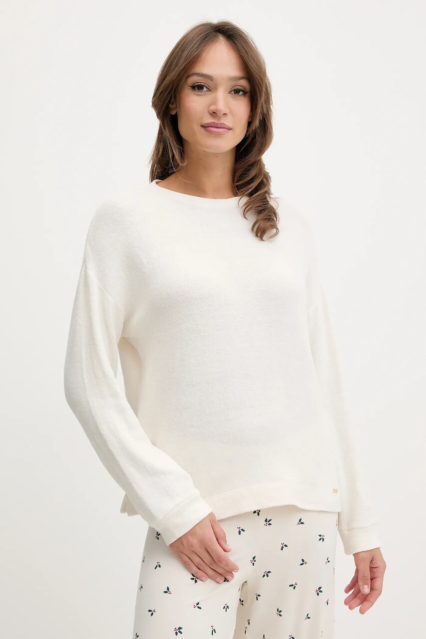 Pyžamové tričko s dlhým rukávom United Colors of Benetton béžová farba, 3Q413M08A