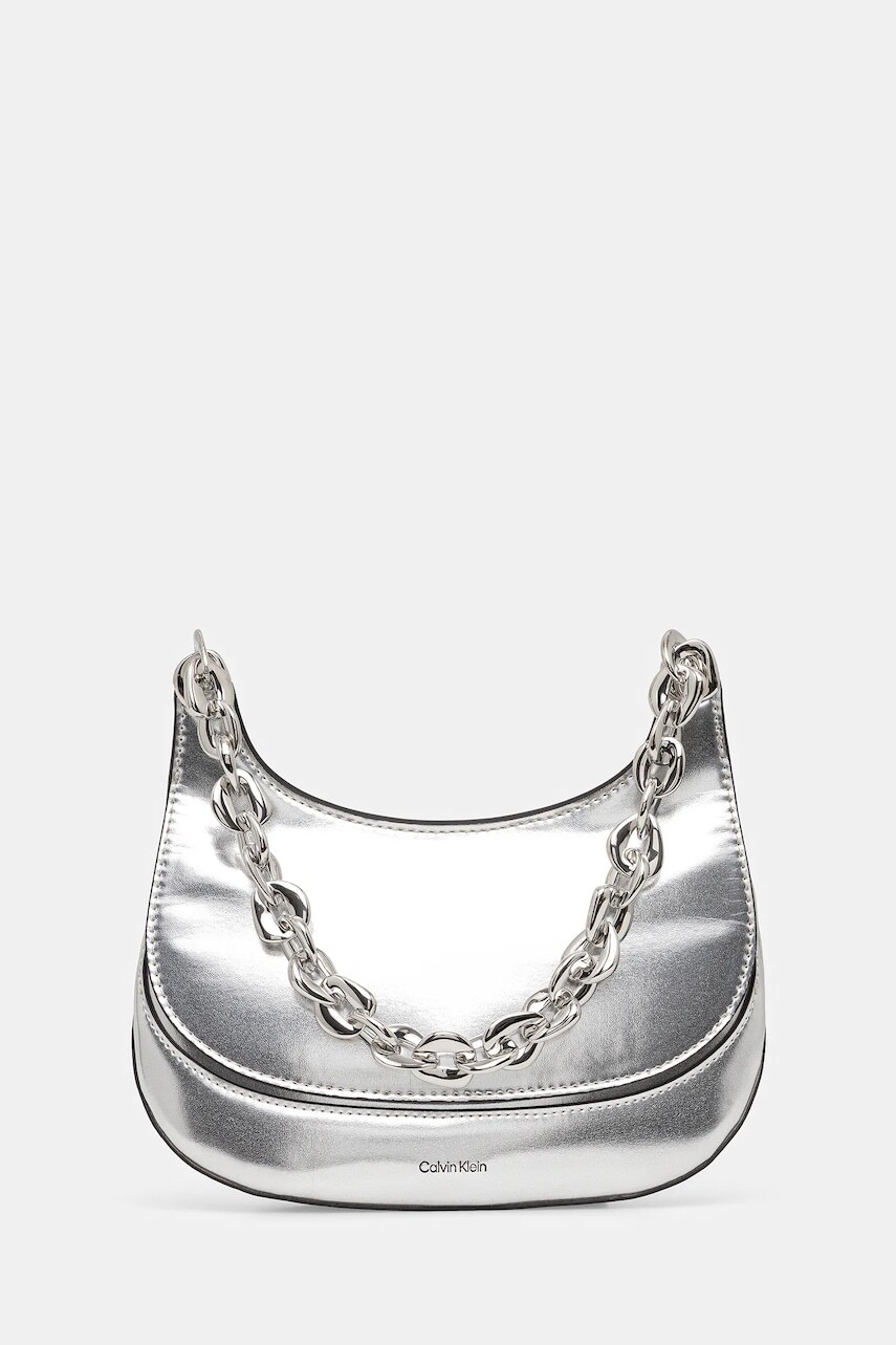 Kabelka Calvin Klein strieborná farba, LV04F3404G