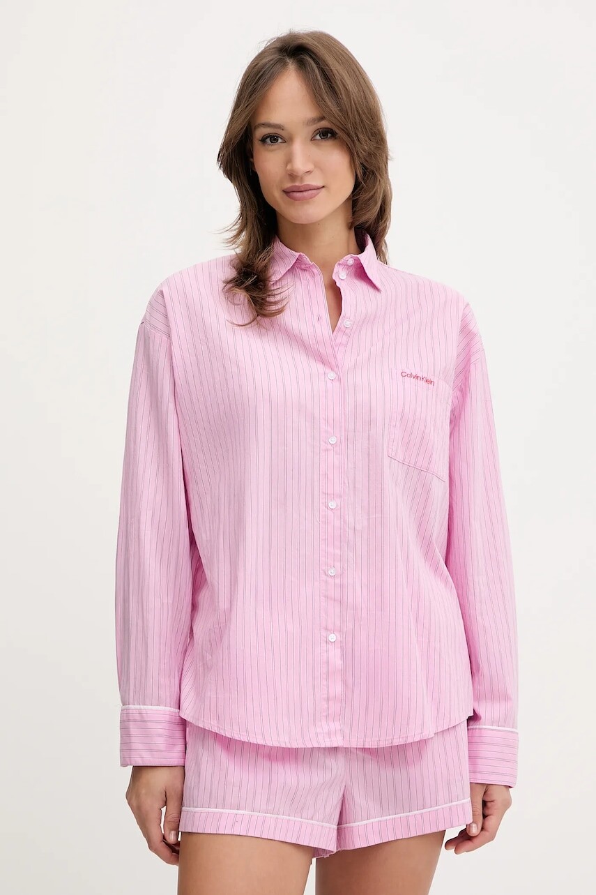 Bavlnené pyžamo Calvin Klein Underwear fialová farba, bavlnené, LV00QS7581