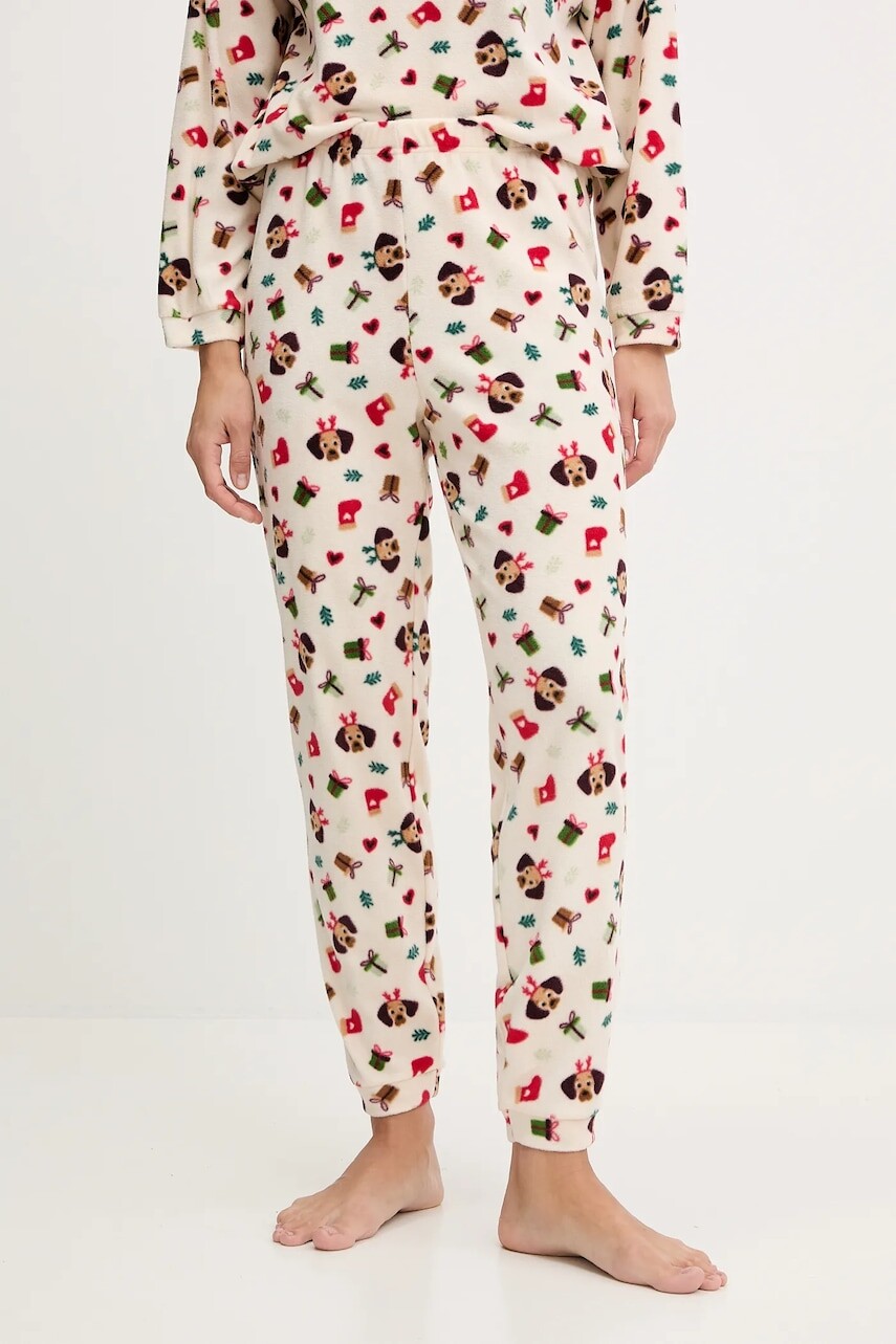 Pyžamové nohavice United Colors of Benetton béžová farba, 39EZ3F04V