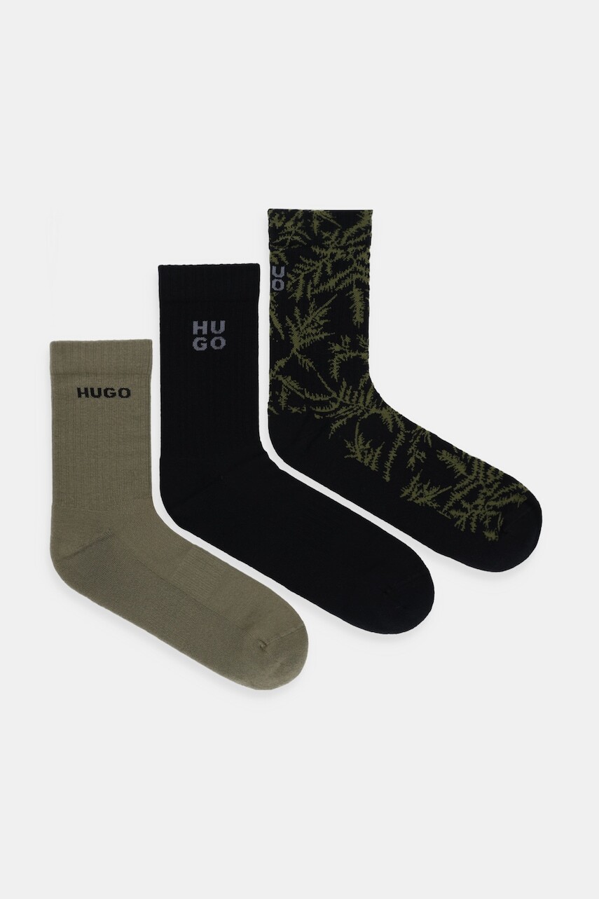 Ponožky HUGO 3P QS RIB FERN CC 3-pak čierna farba, 50553216