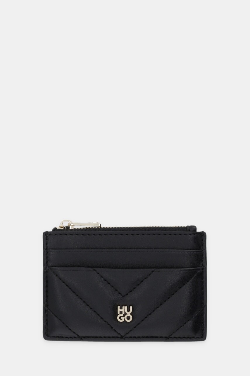 Peňaženka HUGO Chris 2.0 QU_Card Z dámska, čierna farba, 50557981