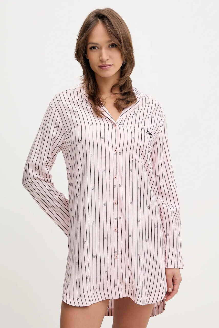 Nočná košeľa HUGO SARTORIAL SLEEPSHIRT ružová farba, 50556665