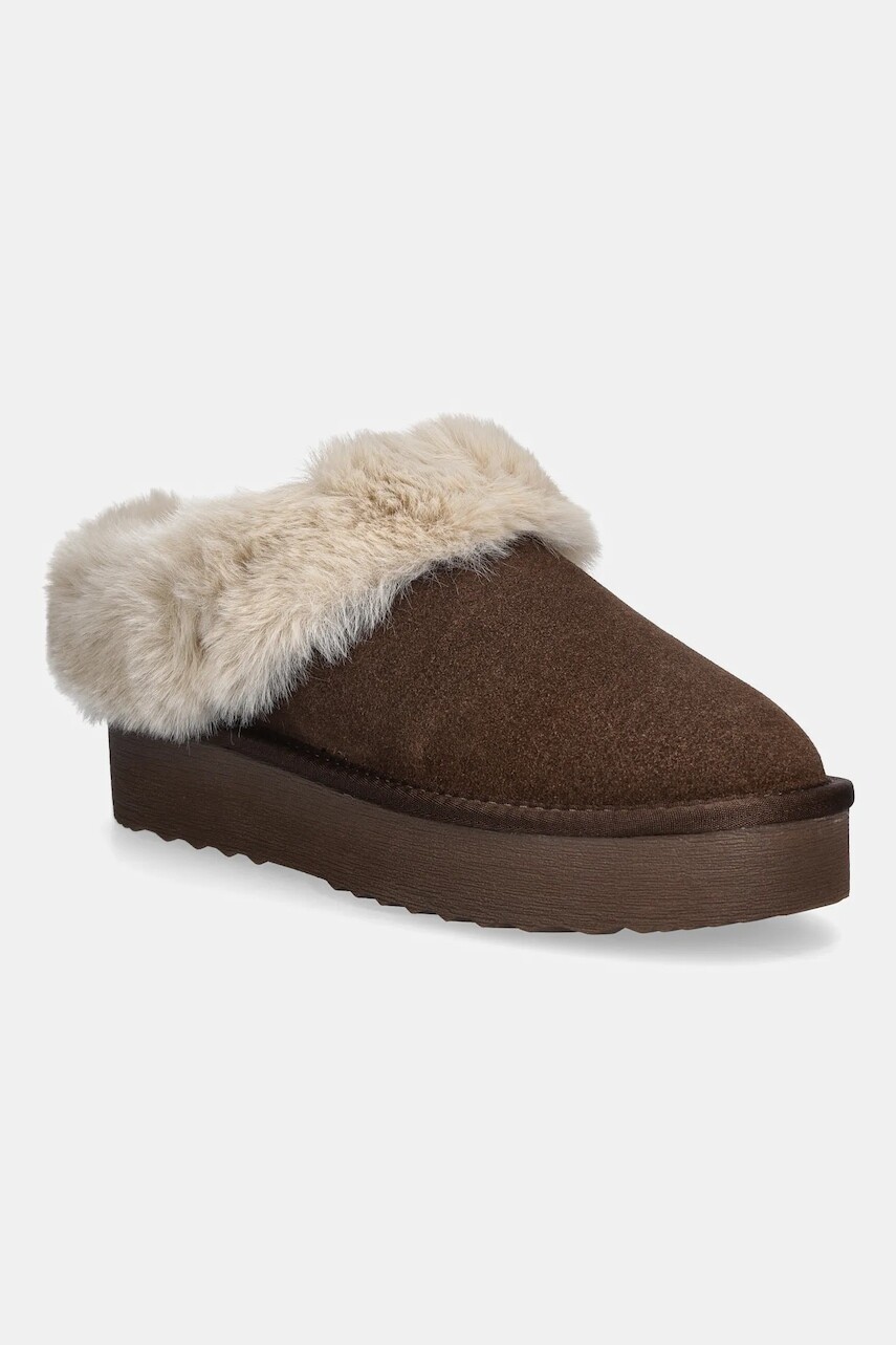 Papuče Steve Madden Snow hnedá farba, 11005021