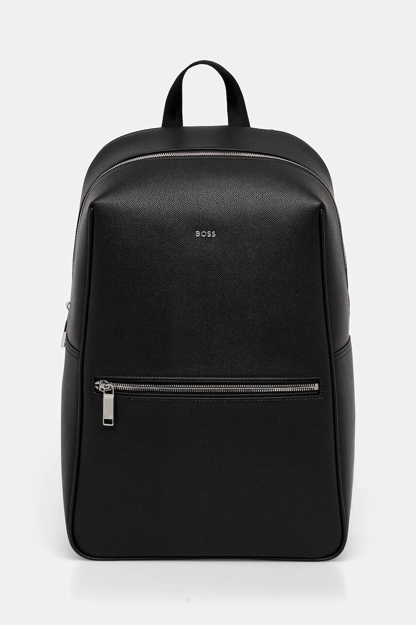 Kožený ruksak BOSS Daxter_Backpack čierna farba, veľký, jednofarebný, 50558429